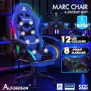 ALFORDSON Gaming Office Chair Massage Racing 12 RGB LED Computer Work Seat