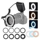 Andoer HD-130 Macro LED Ring Flash Light with LCD Display,Power Control,3 Flash Diffusers and 8 Adapter Rings for Canon Nikon Panasonic and Other DSLR Cameras