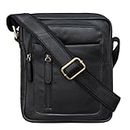 STILORD 'Jamie' Kleine Herren Ledertasche Umhängetasche Schwarz Vintage Messenger Bag Herrenhandtasche für 9.7 Zoll iPad moderne Leder Schultertasche für Männer
