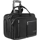 VANKEAN 17.3 Inch Rolling Laptop Bag for Men, Stylish Carry on Briefcase Laptop Case Water-Proof Overnight Rolling Computer Bag with RFID Pockets Laptop Bags for Travel/Work/School-Black