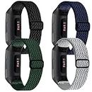 4 Pack Stretchy Band Compatible with Fitbit Charge 4 Bands/ Charge 3 Band/ Charge 3SE Smart Watch Wristbands for Women Men, Breathable Adjustable Loop Nylon Replacement Straps Elastic Charge 3