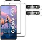 for Samsung Galaxy S10 Screen Protector Tempered Glass+ Camera Lens Protectors [2+2Pack] [3D Glass] [Case Friendly] [9H Scratch] [HD Clear] Support Ultrasonic Fingerprint Unlock