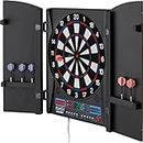 Fat Cat Electronx Electronic Dartboard Compact Size Over 35 Games with 167 Options Built-In Cabinet and Dart Storage for up to 12 Darts Auto Scoring LCD Display 8-Player Multiplayer and Soft Tip Darts