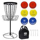 Disc Golf Basket Target 24-Chain Portable Disc Golf Goals with 6 Discs and Carry Bag