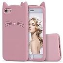 Navnika 3D Silicone and Rubber Cartoon Series Cute Cat Ear & Beard Back Cover for Apple iPhone 6S - Rose Gold