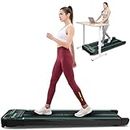 CITYSPORTS Treadmills for Home, Under Desk Treadmill Walking Pad with Audio Speakers, Slim & Portable Remote Dual LED Display, Office Home (Black and Green)