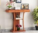 WoodMarwar Sheesham Wood Console Table for Living Room | Solid Wood Foyer Tables for Entryway with Drawer & Shelf Storage | Wooden Side Entrance Table for Home & Office | Roswood, Honey Finish