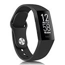 Silicone Band Compatible with Fitbit Charge 4 Bands for Women Men, Soft Classic Sport Replacement Wristbands Straps for Fitbit Charge 4 / Fitbit Charge 3 Accessories (Small, Black)