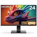 KOORUI Monitor 24 pollici full HD, 75 Hz, 5 ms, Eye Comfort, gamma di colori sRGB 99%, (1920 x 1080, HDMI, VGA, inclinabile, VESA 75x75) nero