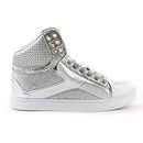 Pastry Pop Tart Glitter High-Top Sneaker & Dance Shoe for Women, Silver, Size 8.5