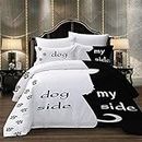 Loussiesd Black White Printed Duvet Cover Set King Size Dog Side My Side Bedding Set 3D Print Comforter Cover with 2 Pillow Shams Soft Microfiber Modern Style Quilt Cover Zipper 3 Pcs Personalized