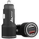 Wecool Smart CH2 36W Metalic Car Charger with Fast Charging Dual Output,Qualcomm Certified Qc 3.0 and USB A 3.1A,Compatible with Smartphones,Tablet,and Other USB Devices,Black