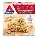 Atkins Protein Bars - Peanut Butter Granola, Low Sugar, Keto Friendly, High Protein, High Fibre, 1g Sugar, 4g Carbs, 5ct