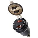eMagTech Motorcycle DIN Socket Dual USB Charger Adapter Compatible with BMW Compatible with Ducati 12V-24V Cigarette Lighter Plug with LED