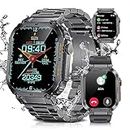 Men Smartwatch Bluetooth Answer Make Call for Android iOS Phone 400 mAh Big Battery Smart Watch 1.96" Outdoor Sport Activity Fitness Tracker Square Black Steel Male Music Smartwatch Health Monitor