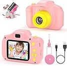 CADDLE & TOES Kids Camera for Boys Girls, 20MP 1080P Digital Video Camera for Kids, Christmas Birthday Gift for Boys Age 4+ To 12, Toy Camera for 4+ 5 6 7 8 9 10 Year Old (Baby Pink)