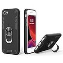 Zapcase Back Case Cover for iPhone 7 | Shock Proof Case for iPhone 7 with Camera Protection (Amor | Hybrid PC+TPU | Full Protection with Ring Holder Kickstand | Black)