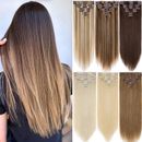 10-24inch 100% Clip In Real Remy Human Hair Extensions 8 pcs Full Head Highlight