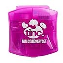 Tinc Mini Stationery Set for Kids - Pink | Handy Box Includes Mini Tape Dispenser, Scissors, Stapler, Staple Remover, Hole Punch & Sharpener. Perfect for School and Homework Boys & Girls
