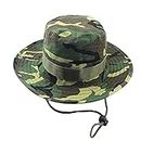 Krystle Camouflage Summer Outdoor Boonie Hunting Fishing Safari Bucket Sun Hat with Adjustable Strap (Army Camo)