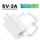 USB Fast Wall Charger 5V 2A 10W Adapter Cable For iPhone 14 13 12 11 8 7 6s XS X