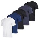 Men's Quick Dry Fit Dri-Fit Short Sleeve Active Wear Training Athletic Essentials Crew T-Shirt Fitness Gym Workout Casual Undershirt Top - 5 Pack,Set 4-L