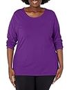 JUST MY SIZE womens Just My Size Women's Plus Size Long Sleeve Tee Shirt, Violet Splendor, 5X US
