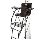 Hawk 20' Big Denali 1.5-Man SLS Ladder Stand | Durable Hunting Archery Steel 1 Person Tree Stand with Chair, Bow/Gun Holder, Footrest, Flip Back Shooting Rail & Noise Free Ladder