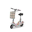 Krinus 2-Wheeler Electric Scooter with Seat and Basket - Adjustable Height Handlebar Mini Portable Foldable Electric Lever Bike Scooter with Basket for Kids and Adult (Multicolor)