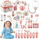Doctor Kit for Kids Toddler,Toys for 3 Year Old Girls,Pretend Play Doctor Toys Dentist Medical Kit with Storage Box,Role Play Educational Toys Gifts for 3 4 5 6 Year Old Boys Girls(Pink) …