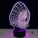Optical Illusion 3D Skull Night Light 16 Colors Changing Remote Control USB Power Touch Switch Decor Lamp LED Table Desk Lamp Brithday Children Kids Christmas Xmas Gift