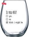 60Th Birthday Gifts for Women and Men Wine Glass - Funny Is You 60 Gift Idea for