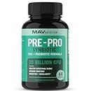 Probiotic and Prebiotic Capsules | Synbiotic Gut Health & Bloating Relief for Women & Men | Enzymes with Probiotics for Digestive Health | 20 Billion CFU | Non-GMO, Gluten-Free, Vegetarian | 60 Ct.