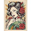 Tattoo Pin Up Girl Roses Rockabilly Americana 50s Extra Large XL Wall Art Poster Print