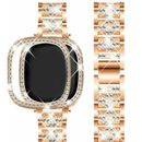 Diamond Strap+Bling Case For Fitbit Versa 2/3/4/Sense Stainless Steel Watch Band