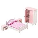 Wooden Dollhouse Furniture, Mini Furniture Toys for Dolls House, 7PCS Bedroom Dollhouse Accessories, Wooden Furniture Toy for Kids Ages 3-5 Years (Bedroom)