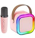 Kinglucky Mini Karaoke Machine for Kids Gifts Adults (Cute Little & Portable) Bluetooth Speaker with Wireless Microphone (Sound Loud) Birthday Gifts for Girls 3-12 Years Old Toddler Toys - Pink