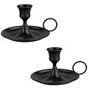 2PCS Candle Holders Pillar Candle Holders Iron Candlestick Stand Black Simple Candelabra Candle Holders