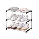Jucaifu Stackable Small Shoe Rack, Entryway, Hallway and Closet Space Saving Storage and Organization (3-Tier, Black)