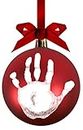 Pearhead Baby Handprint Christmas Ornament, Holiday Babyprints Ball Ornament, Baby's First Christmas Ornament, Babyprints DIY No Bake Handprint Or Footprint, with Included Paint, Red
