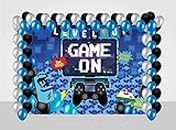 Theme My Party 102 Pieces Video Game Party Supplies Video Game Birthday Decorations Set for Boys Gaming Backdrop and Garland Balloons Kit and Latex Balloons (4ft X 4ft)