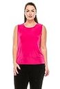 Jostar Women's Sleeveless Tank Top - Round Neck Solid Casual Basic Soft Side Slit Non Iron T Shirts, Fuchsia, X-Large