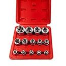 14Pcs Female E-Torx Star Socket Set, 1/4, 3/8, 1/2 in Drive,Female External Star Socket Set E4-E24 Torque Socket Set with Red Case
