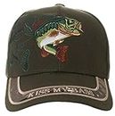 Artisan Owl Kiss My Bass Hat - Funny Fishing Fisherman Gift -100% Cotton Embroidered Cap (Green)