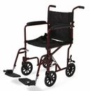 Medline Aluminum Transport Chair with 8” Wheels, Red - MDS808200ARE