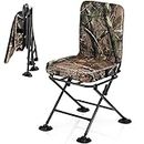 Tangkula Hunting Chair, 360 Degree Swivel Hunting Blind Chair with Padded Cushion, Adjustable Foot Pads, Camouflage Portable Folding Hunting Chairs for Blinds, Fishing, Camping
