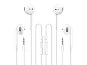 Feefuzz 2 Packs Apple Wired Headphones Earbuds with Microphone,in-Ear Earphones Volume Control[Apple MFi Certified] Compatible iPhone/ipad/Android/Computer 3.5mm Jack Devices, White, Small-6 (MX13)