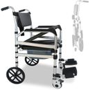 4-in-1 Multifunctional Aluminum Folding Shower Wheelchair Bedside Commode 270 lb