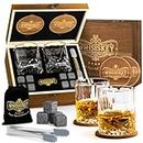 Whisiskey - Set de Accesorios de Whiskey - Regalos Originales para Hombre - Cubitos Hielo Reutilizables - Incl: 2 Vasos, 8 Piedras de Whisky