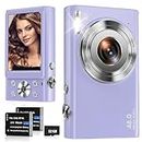 Digital Camera, 4K Autofocus Compact Camera with 32G SD Card HD 48MP with 2.8" Large Screen, 16X Digital Zoom, Portable Mini Camera for Photography, Vlogging Camera for Kids,Adult,Beginners（Purple）